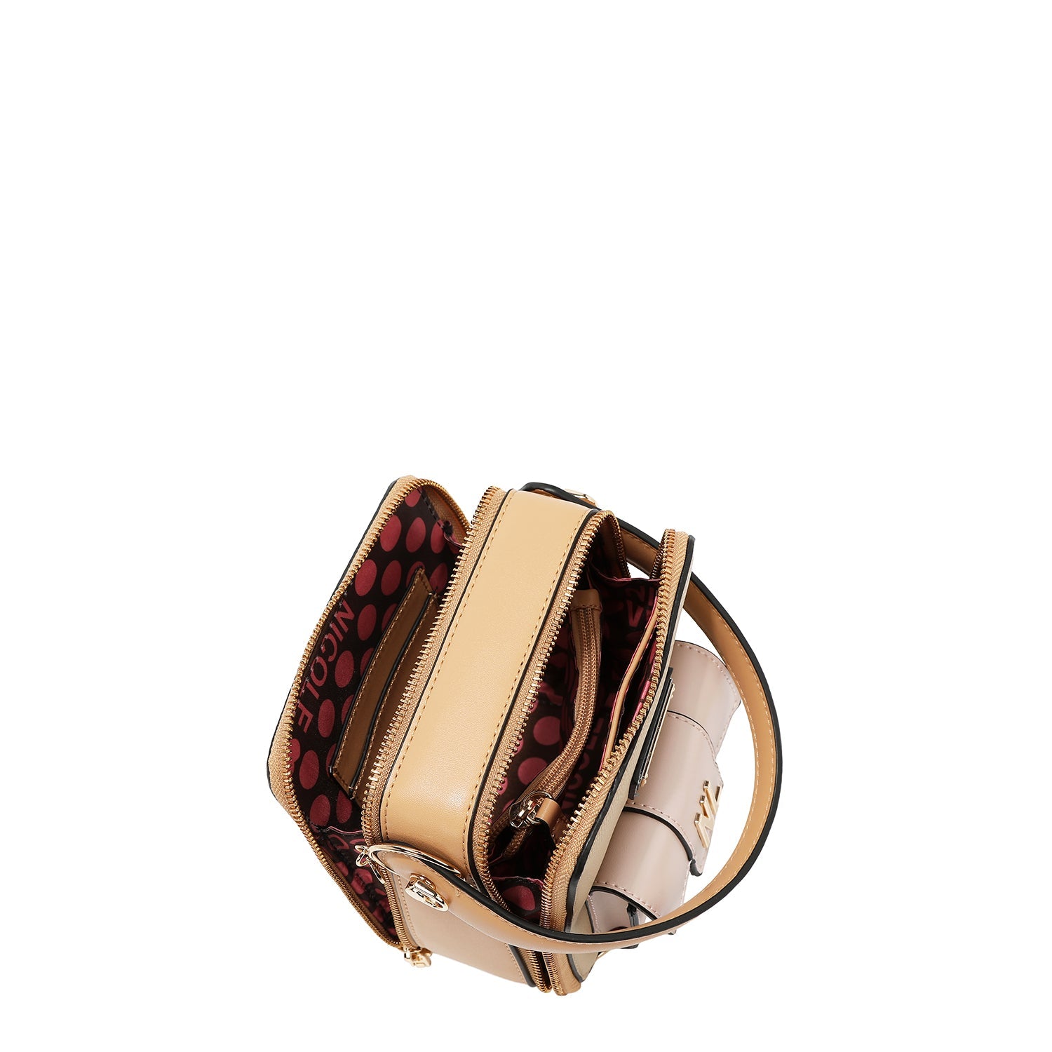 BANDOLERA CON BOLSILLO Y BLOQUES DE COLOR (TAUPE)-4