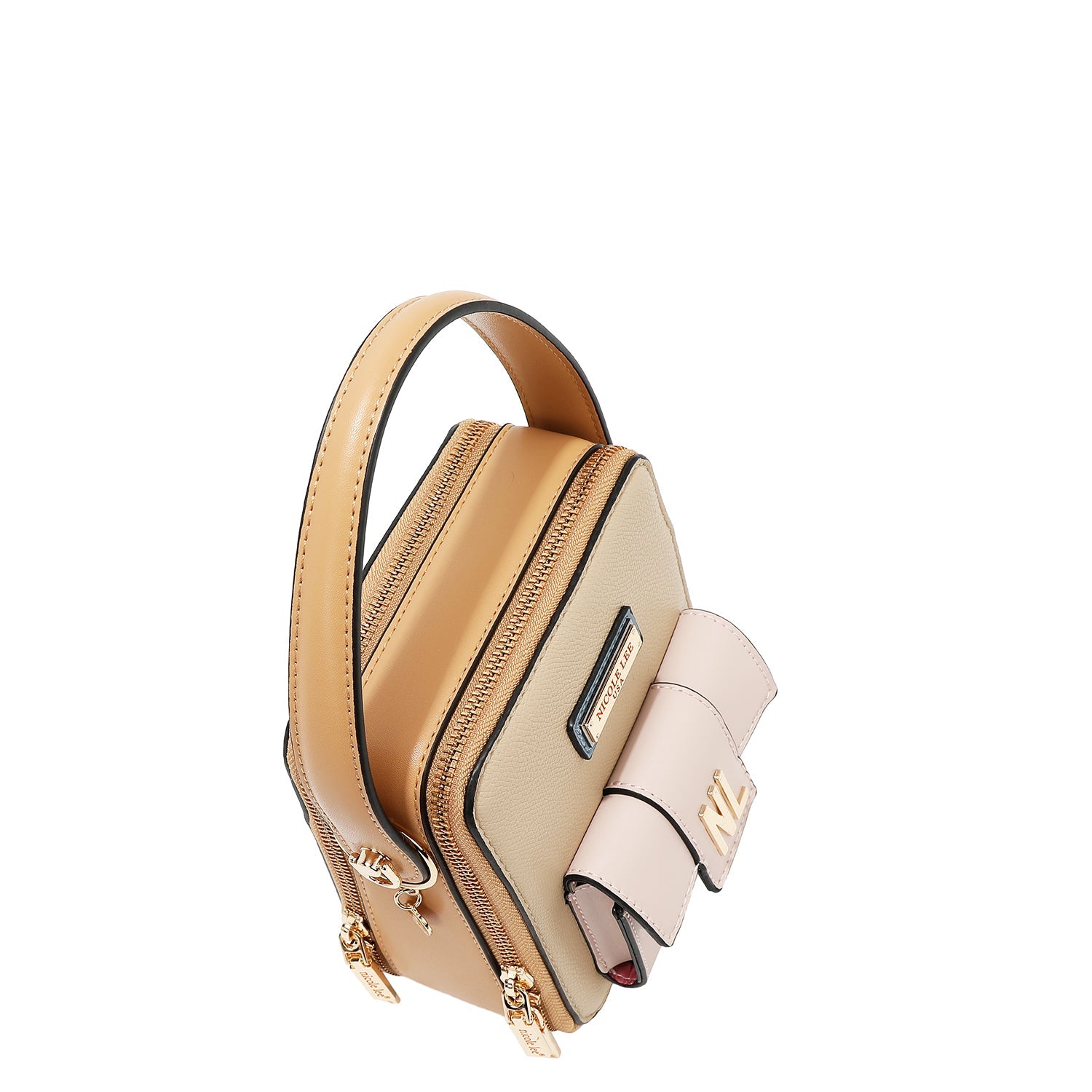 BANDOLERA CON BOLSILLO Y BLOQUES DE COLOR (TAUPE)-3
