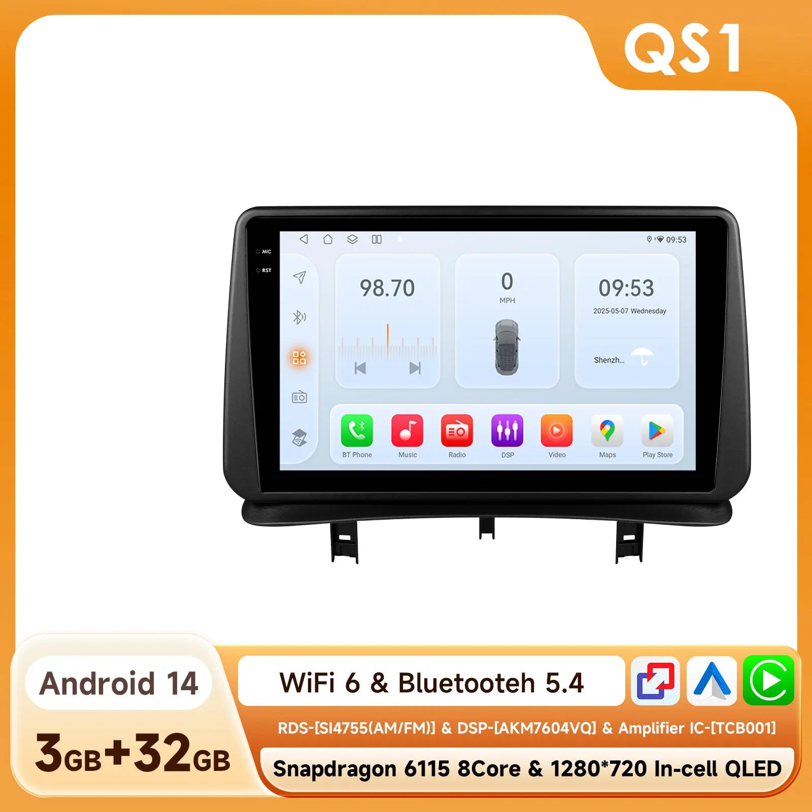 Radio Multimedia HIZPO para Renault Clio 3 (2005-2014) – Android 13, CarPlay, Android Auto, GPS, 4G, Pantalla 9"