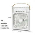 Ventilador 3 en 1 OIMG Portatil, Mini Aire Acondicionado con Humidificador, Luz LED de 7 Colores, 3 Velocidades y 3 Modos de Nebulizacion para Hogar y Oficina