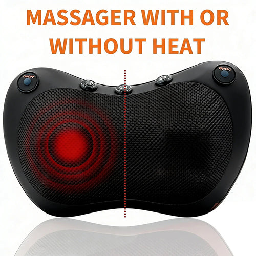 Almohada Masajeadora Eléctrica Shiatsu para Cuello y Espalda — Calor Infrarrojo, Amasamiento 8D, 6 Modos