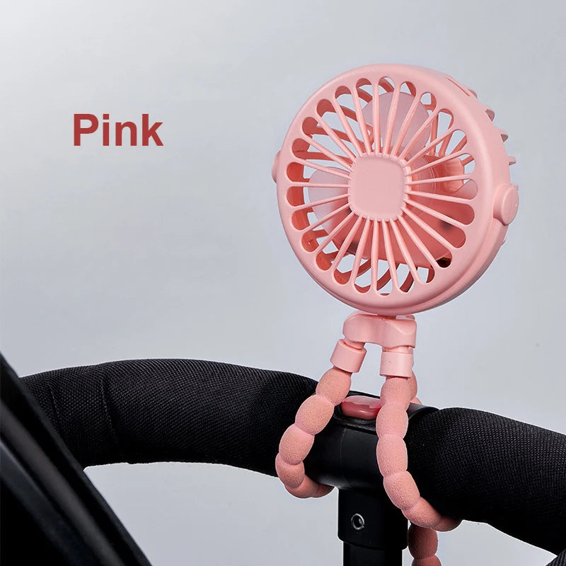 Ventilador Portátil con Pinza Mini USB Recargable 360° para Cochecito, Escritorio y Exterior
