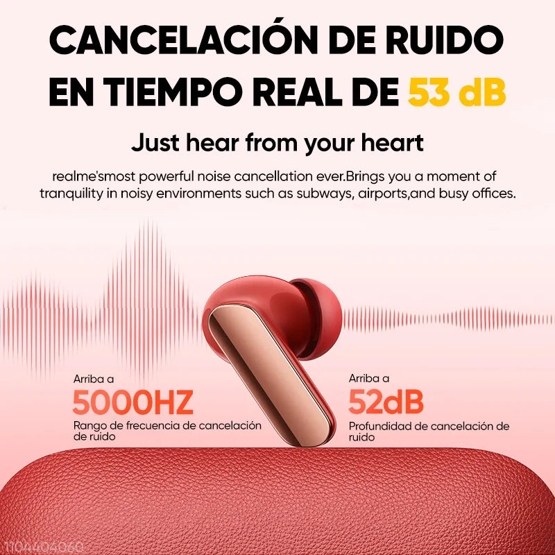 Auriculares Bluetooth Realme Buds Air 7 Pro – ANC 53dB, 48h, LHDC 5.0, Traductor IA, IP55