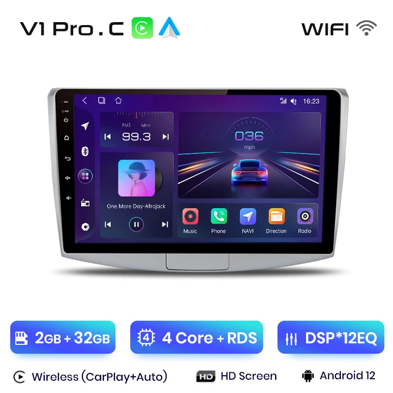 Radio Android Junsun V1 con CarPlay y Android Auto Inalámbrico para VW Passat B6 B7 CC 2010-2015 — GPS 4G 2DIN