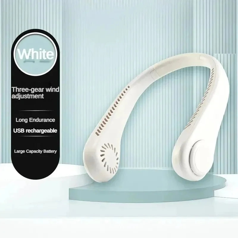 Ventilador de Cuello JPNPL 8000 mAh USB Sin Aspas, Portatil, Recargable, Silencioso, con Pantalla LED Digital, 100 Velocidades