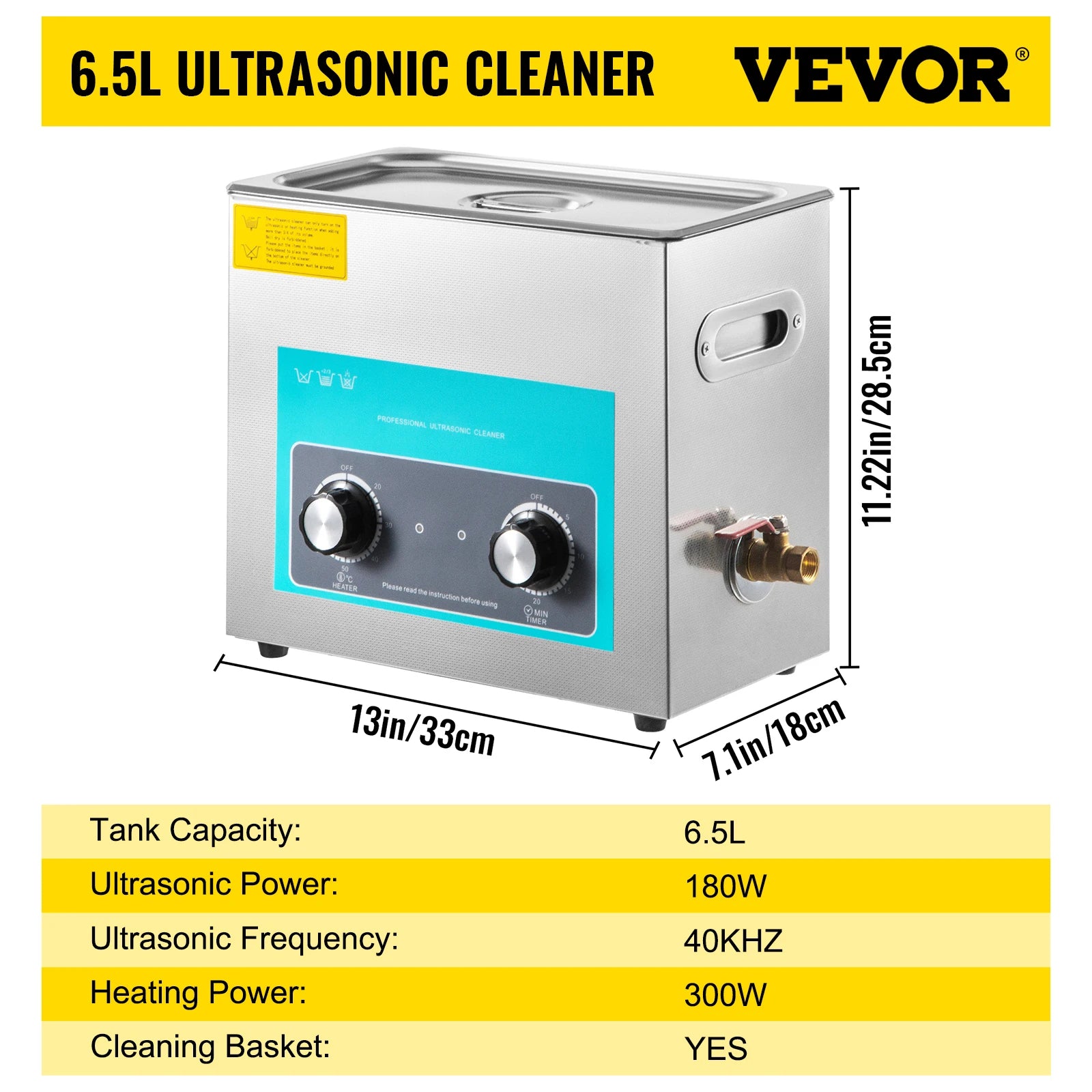 Limpiador Ultrasónico Eléctrico SucceBuy – 3L / 6,5L / 10L / 15L / 22L / 30L, 40KHz, Acero Inoxidable 304, con Calefacción
