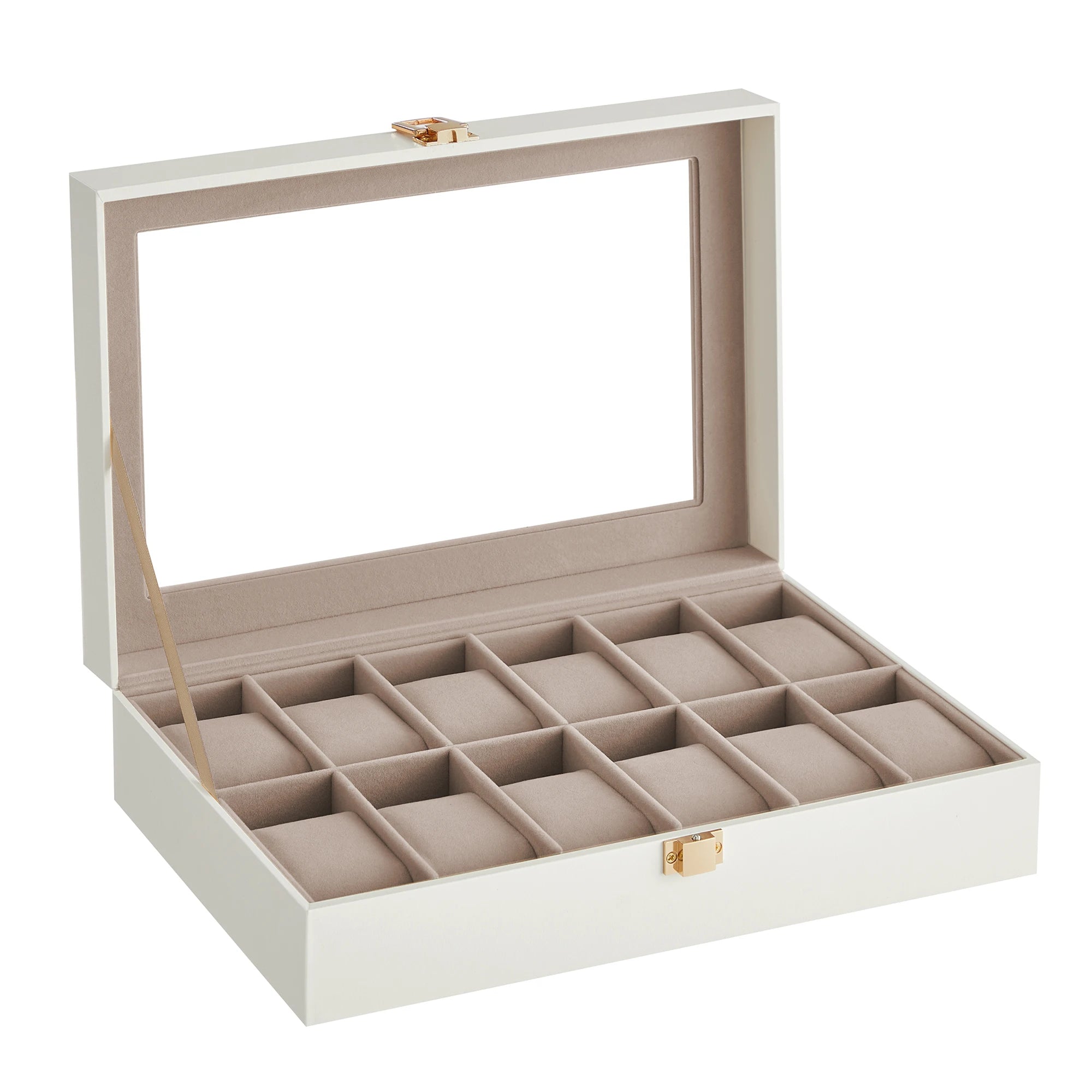 Caja para Relojes SONGMICS 12 Compartimentos – Tapa de Cristal, Cuero Sintético, Varios Colores