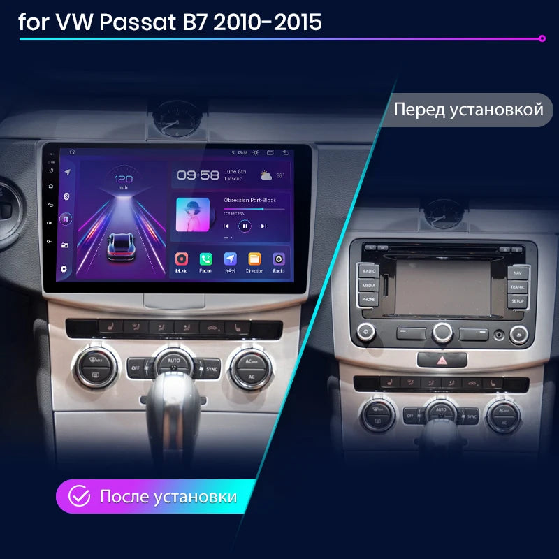 Radio Android Junsun V1 con CarPlay y Android Auto Inalámbrico para VW Passat B6 B7 CC 2010-2015 — GPS 4G 2DIN