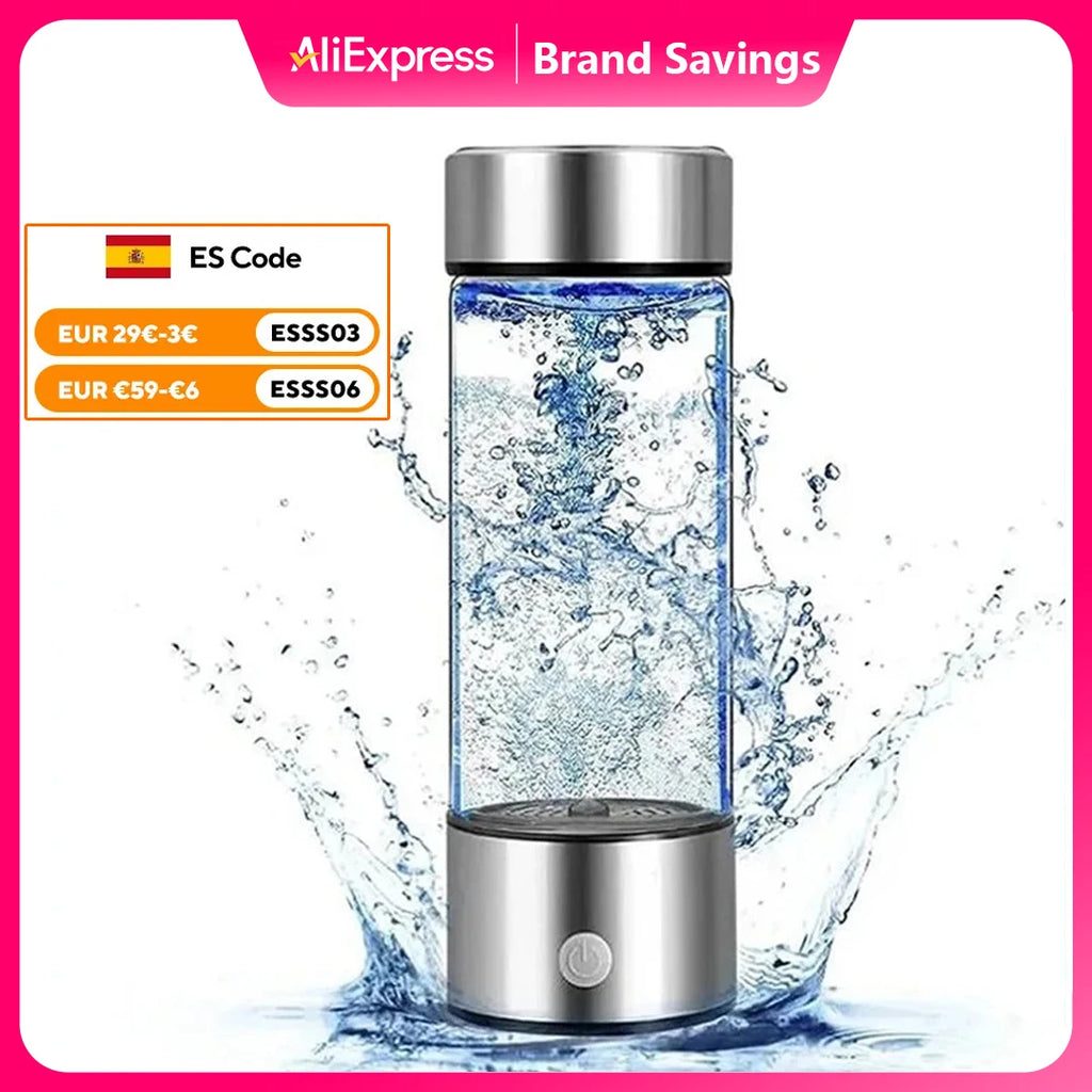 Vaso de Agua Rica en Hidrógeno BALASHOV Portátil, Generador H2, Ionizador Alcalino, Botella Antioxidante con Filtro de Titanio, 420 ml
