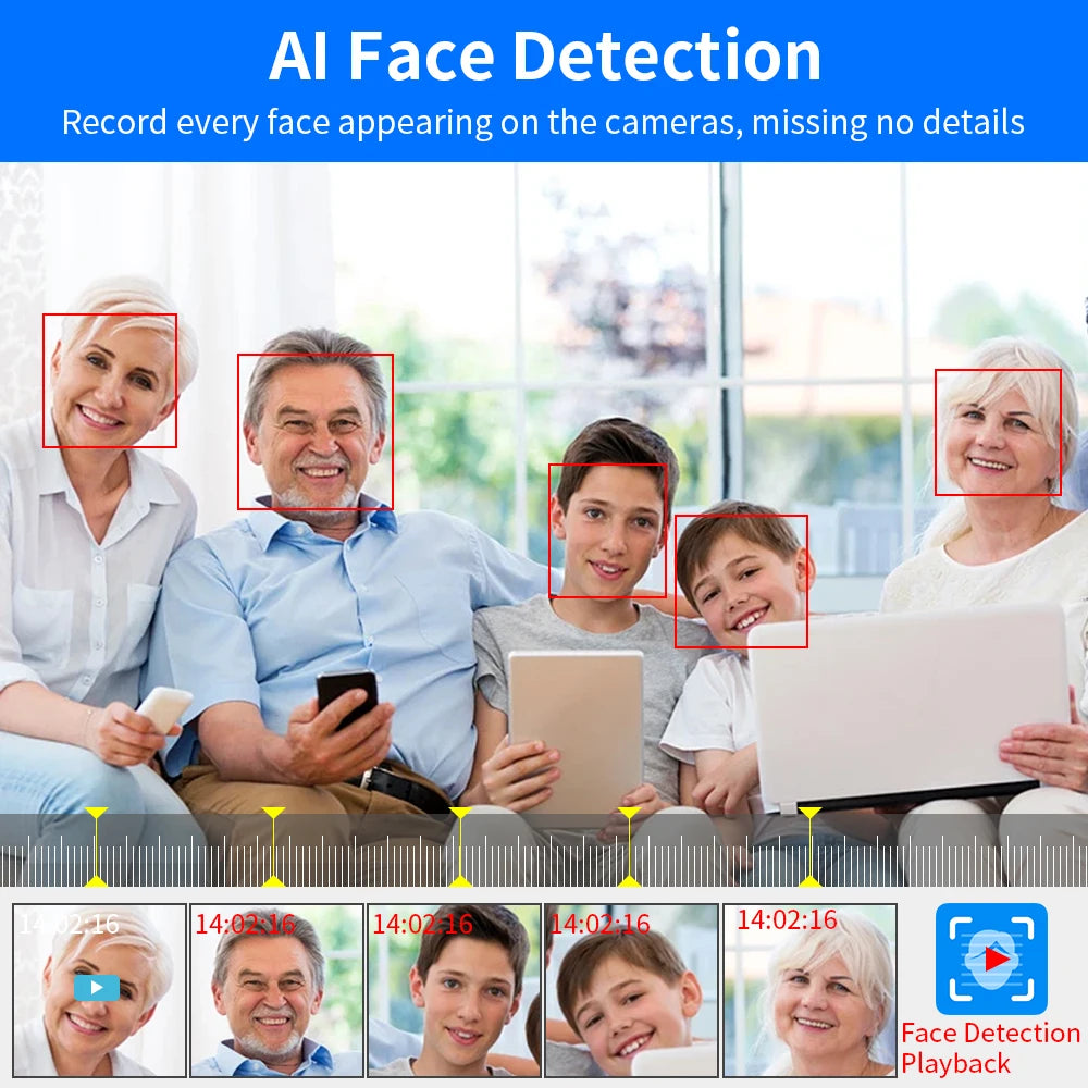Grabador NVR POE Hiseeu H.265+ – 8CH / 16CH, 4K, Detección Facial, Compatible Hikvision/Dahua, App XMeye