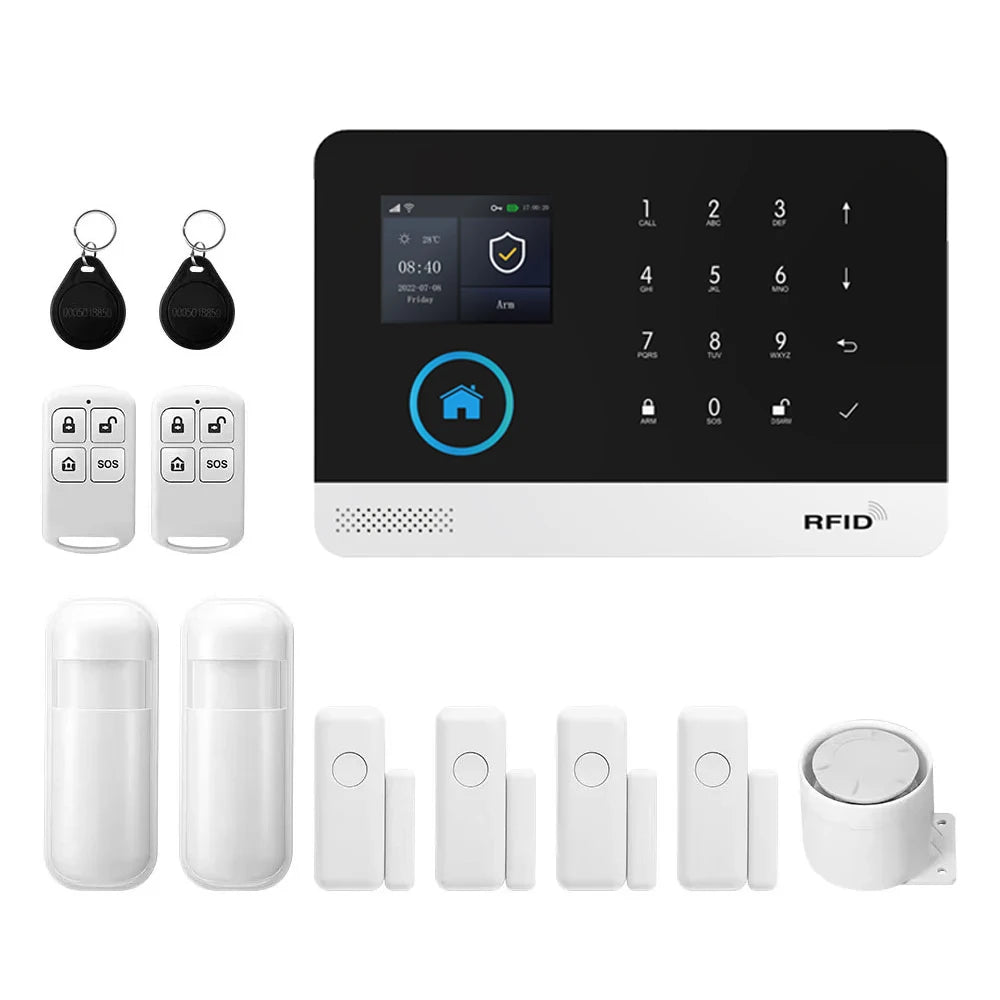 Kit de Alarma Inteligente PGST – 4G + WiFi, Sensor Movimiento y Puerta, Compatible Tuya, Alexa y Smart Life