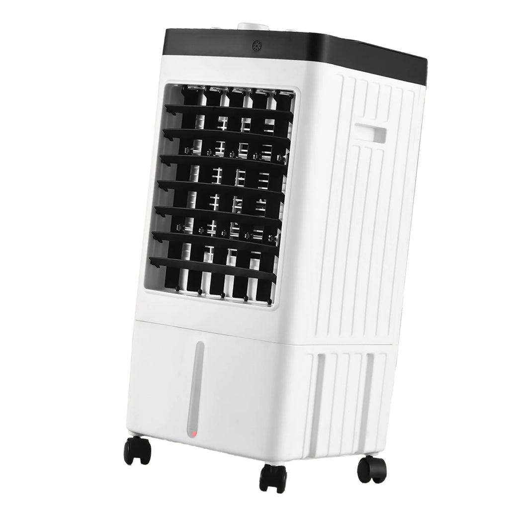 Enfriador de Aire Evaporativo 100° Oscilación, Mando a Distancia, 2 Cajas de Hielo, Depósito 8L, Temporizador 1-7H, 3 Velocidades