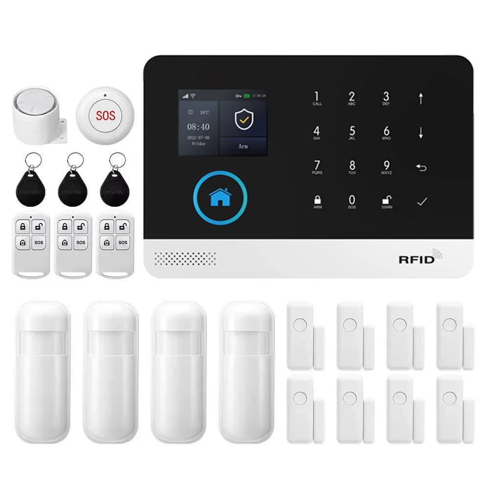 Kit de Alarma Inteligente PGST – 4G + WiFi, Sensor Movimiento y Puerta, Compatible Tuya, Alexa y Smart Life