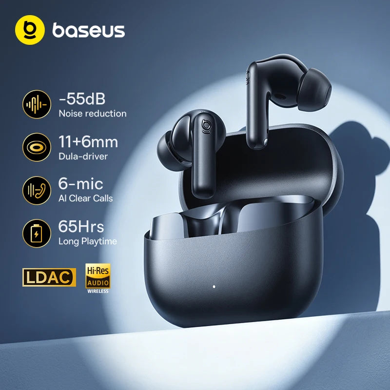 Auriculares Inalámbricos Baseus Bass EP10 Ultra – ANC -55dB, Bluetooth 6.0, 65h, 6 Micrófonos IA, Hi-Res LDAC