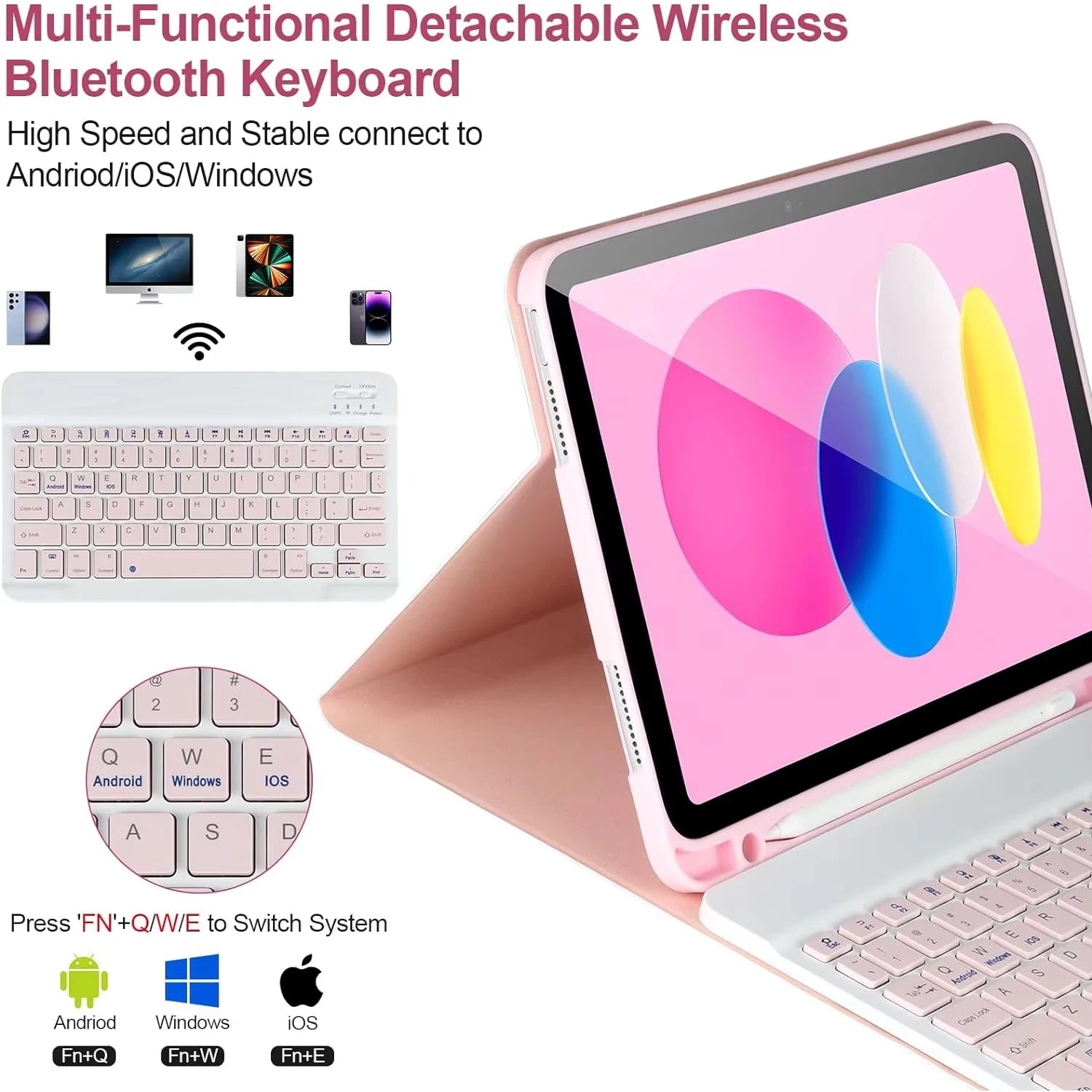 Funda con Teclado Español para iPad 10ª Gen 10,9" (2022) y iPad 11" (2025) — Bluetooth Desmontable con Soporte para Lápiz