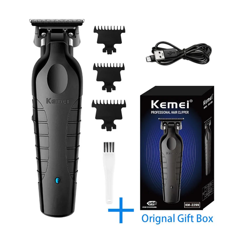 Cortapelos Profesional Kemei KM-2299 – Inalámbrico, USB-C, Cuchillas Acero Inoxidable, 3 Peines