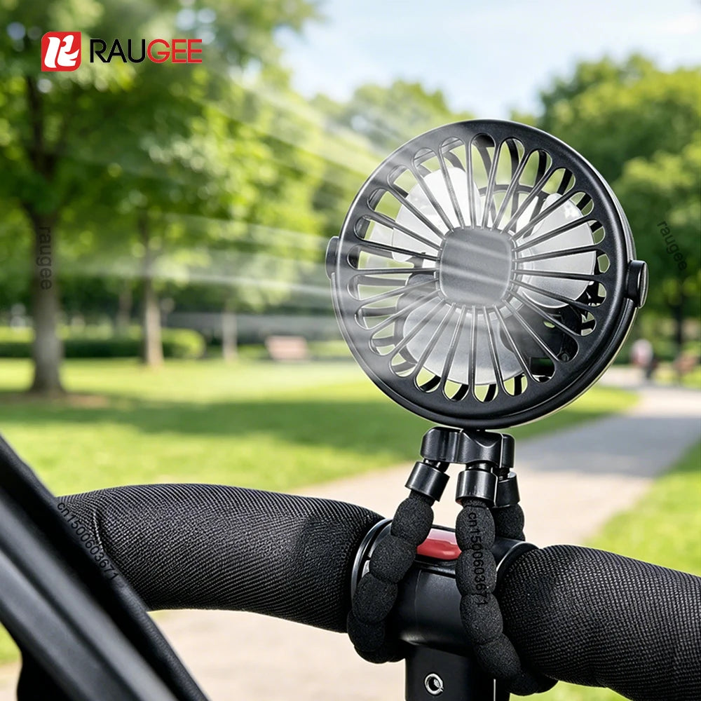 Ventilador Portátil con Pinza Mini USB Recargable 360° para Cochecito, Escritorio y Exterior