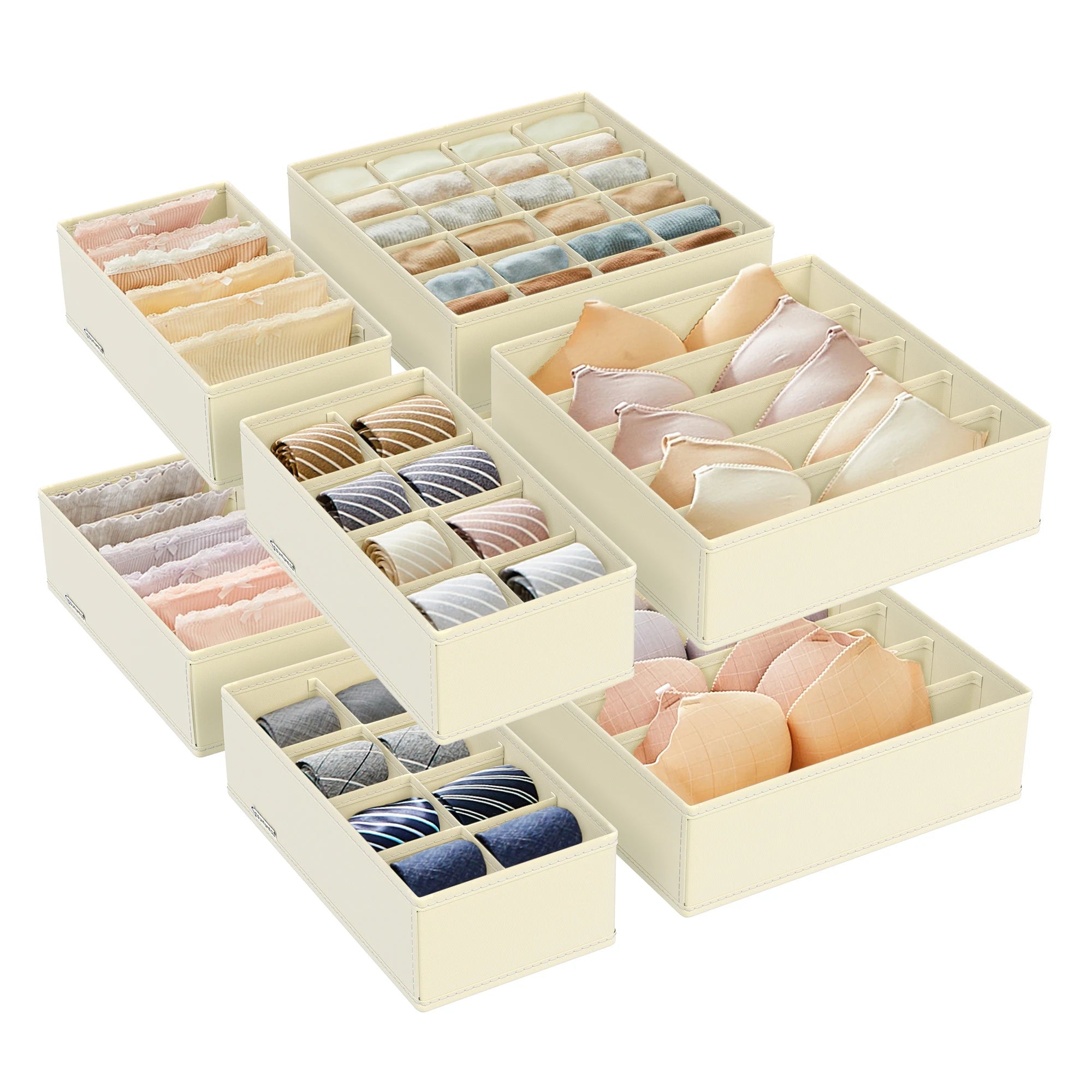 Organizadores de Cajón SONGMICS – Pack 8 Piezas Plegables para Sujetadores, Ropa Interior, Calcetines y Corbatas