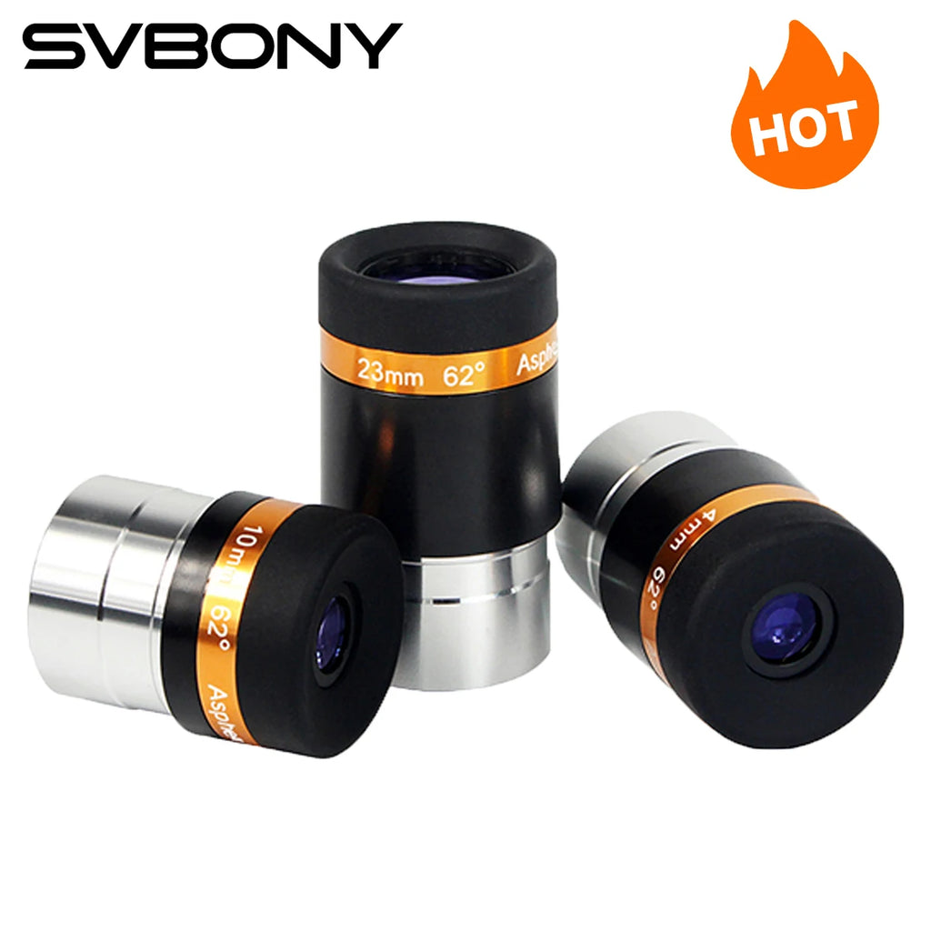 Oculares SVBONY 4/10/23mm Gran Angular 62° | Ocular Asférico HD para Telescopios 1,25" | Accesorio Astronomía