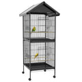 Jaula para Pájaros PawHut 2 en 1 de 2 Plantas — 78x75x168 cm, Acero Negro, con Accesorios