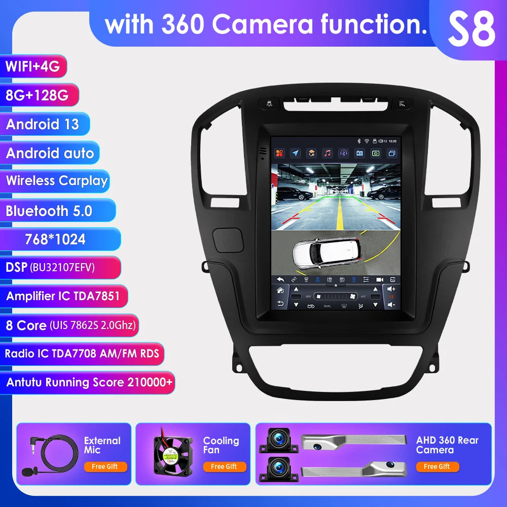 Radio Android 13 OSSURET 2DIN para Opel Insignia / Buick Regal 2009–2013 — Pantalla Vertical 9,7" CarPlay GPS