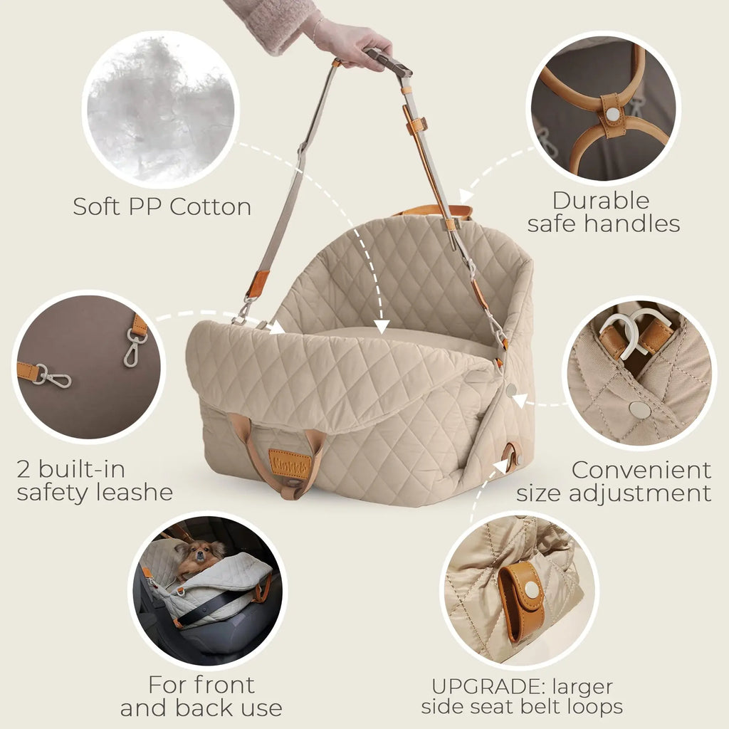 Asiento de Coche 3 en 1 y Bolso de Viaje para Perros