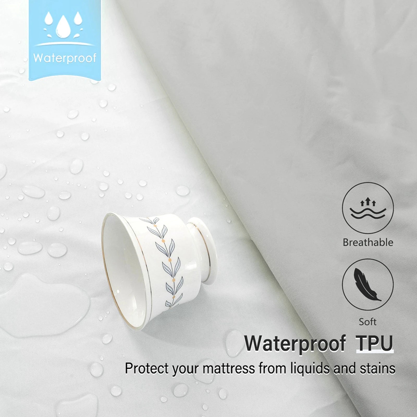 Protector de Colchón Impermeable FORCHEER – Transpirable, Antihumedad, Lavable, 140/160/180 cm