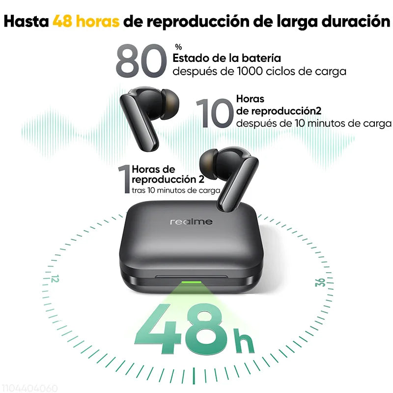 Auriculares Bluetooth Realme Buds Air 7 Pro – ANC 53dB, 48h, LHDC 5.0, Traductor IA, IP55