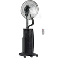 Ventilador de Pie HOMCOM con Nebulizador 90W, Oscilacion, Mando a Distancia, Ionizador, Repelente de Mosquitos, Temporizador 12H, 44,5x135 cm, Negro