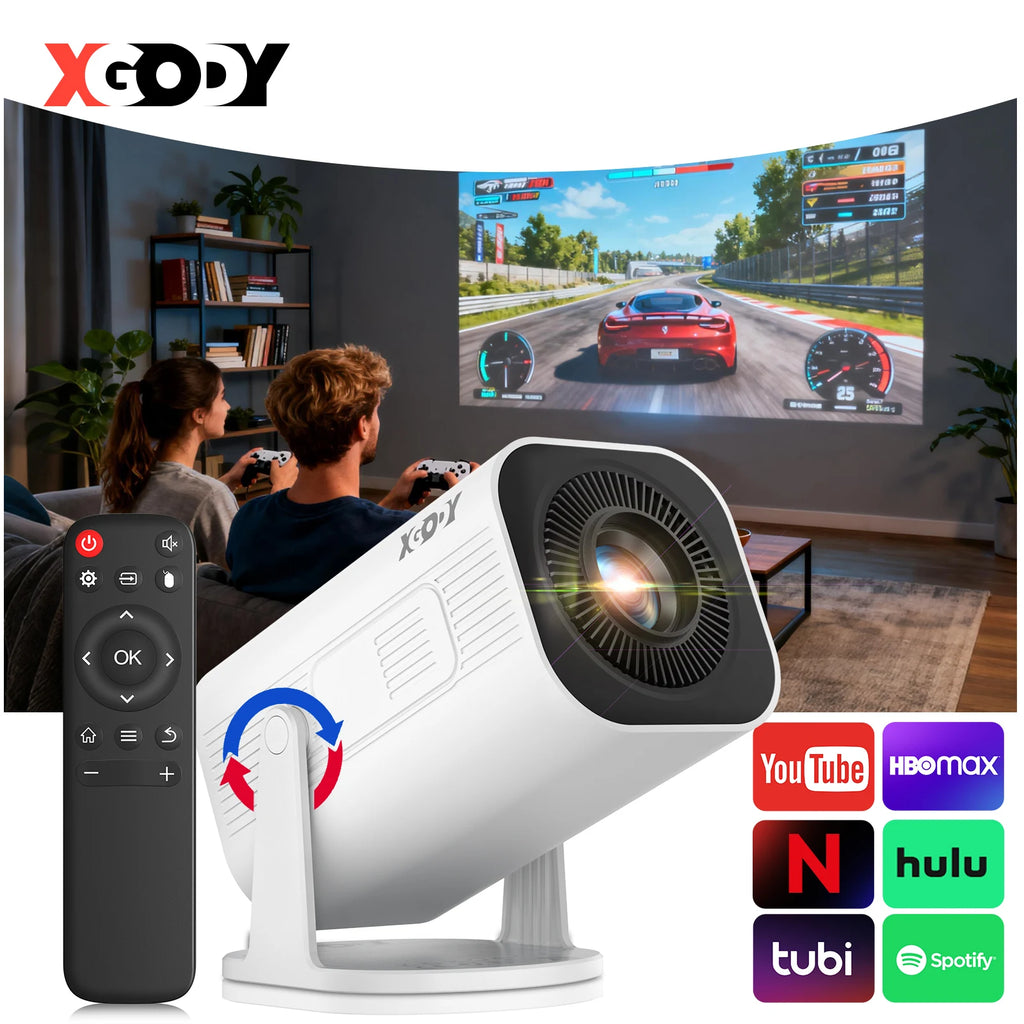 Proyector Portátil XGODY Gimbal 3 Pro – 4K Compatible, 12.000 Lúmenes, WiFi 6, Android 11, Bluetooth 5.4