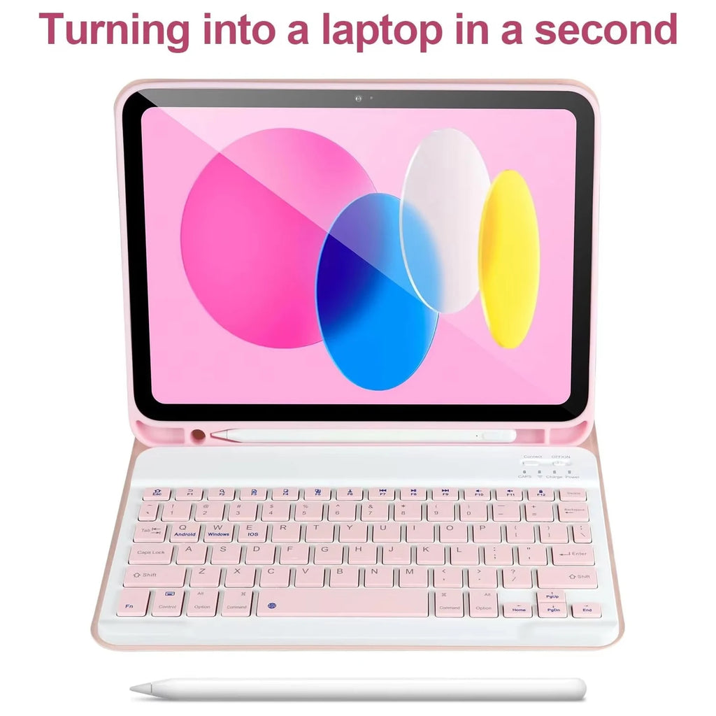 Funda con Teclado Español para iPad 10ª Gen 10,9" (2022) y iPad 11" (2025) — Bluetooth Desmontable con Soporte para Lápiz