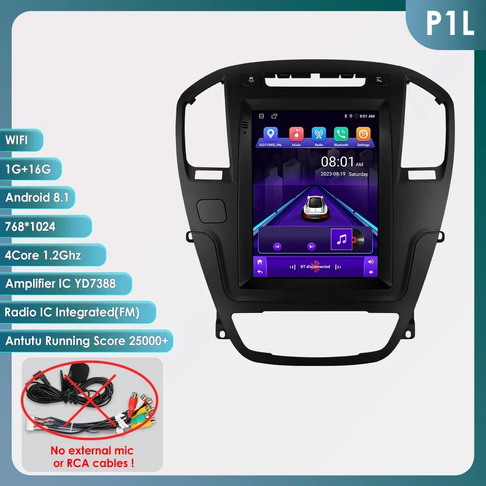 Radio Android 13 OSSURET 2DIN para Opel Insignia / Buick Regal 2009–2013 — Pantalla Vertical 9,7" CarPlay GPS