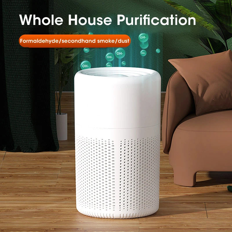 Purificador de Aire Mini de Sobremesa Portatil con Filtro HEPA, Ionizador de Luz Azul, Aromaterapia y Eliminador de Olores para el Hogar