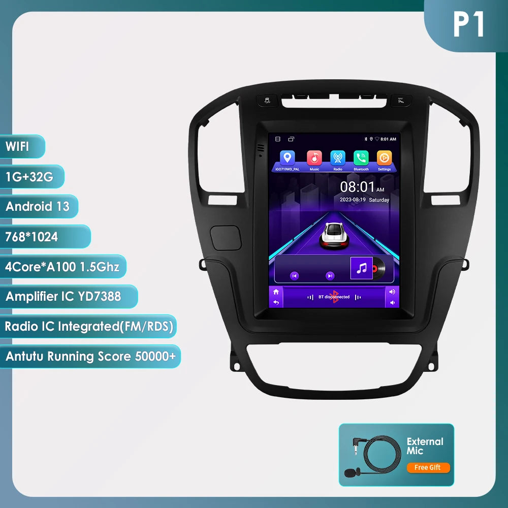 Radio Android 13 OSSURET 2DIN para Opel Insignia / Buick Regal 2009–2013 — Pantalla Vertical 9,7" CarPlay GPS