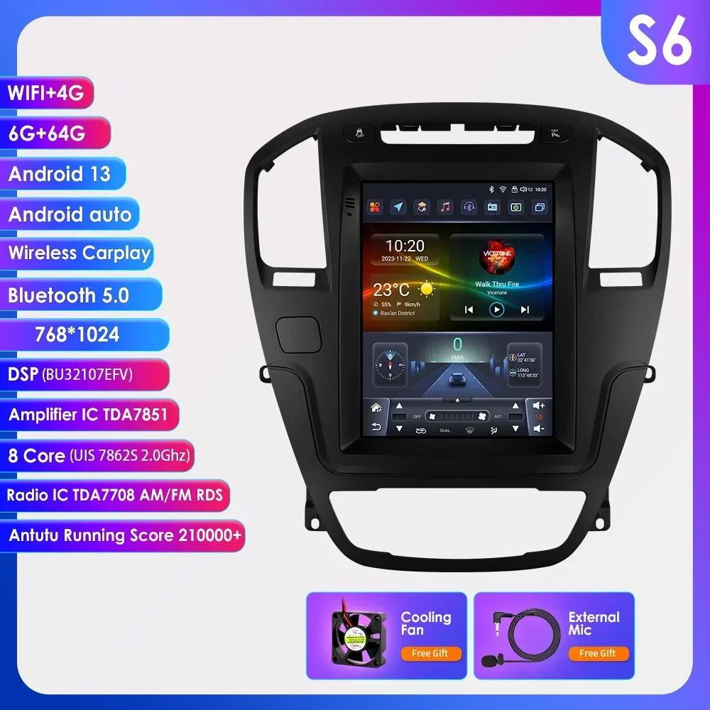 Radio Android 13 OSSURET 2DIN para Opel Insignia / Buick Regal 2009–2013 — Pantalla Vertical 9,7" CarPlay GPS