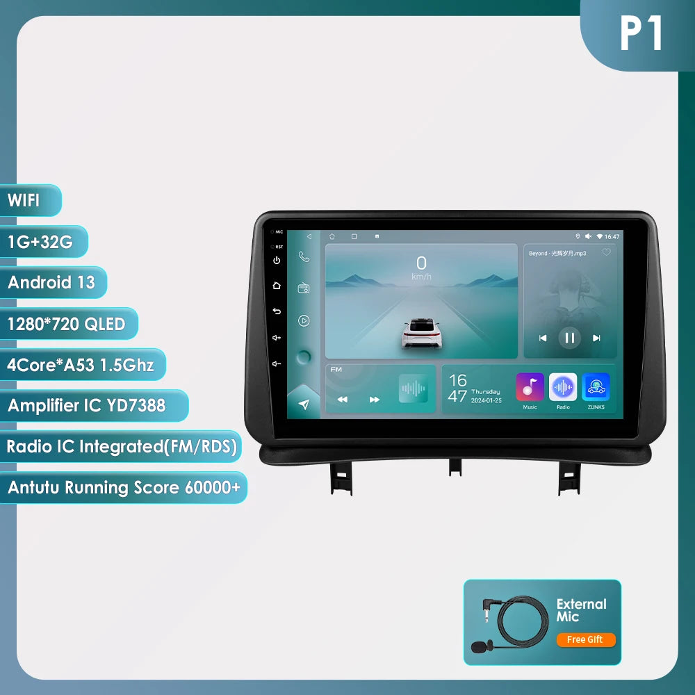 Radio Multimedia HIZPO para Renault Clio 3 (2005-2014) – Android 13, CarPlay, Android Auto, GPS, 4G, Pantalla 9"