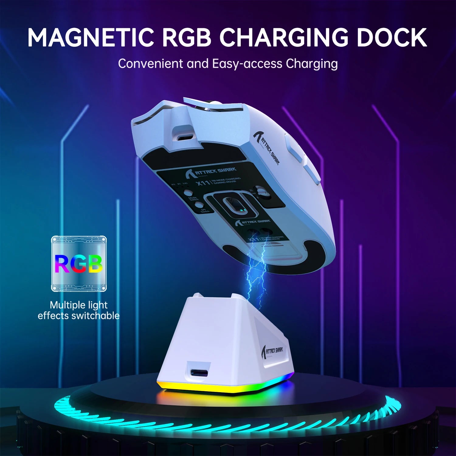 Ratón Gaming Inalámbrico Attack Shark X11 – 22.000 DPI, Sensor PAW3311, RGB, Ultraligero