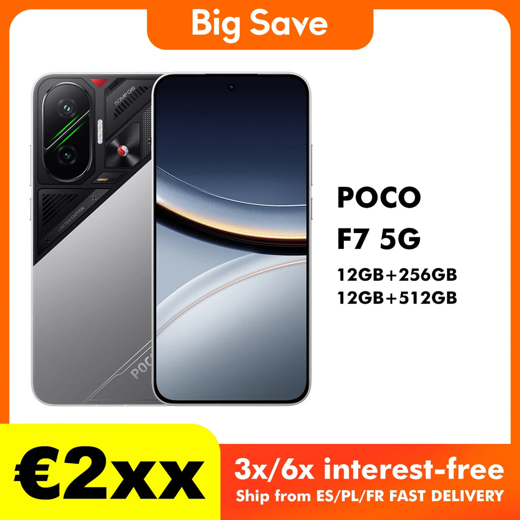 Smartphone POCO F7 5G – Versión EU, Snapdragon 8s Gen 4, 6500mAh, AMOLED 6,83" 120Hz, NFC, IP68