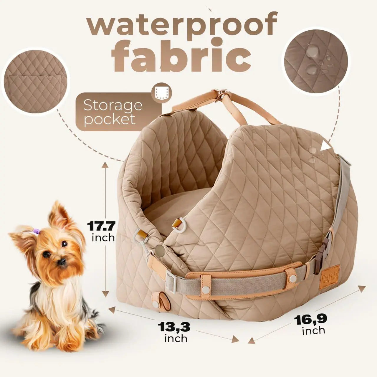 Asiento de Coche 3 en 1 y Bolso de Viaje para Perros