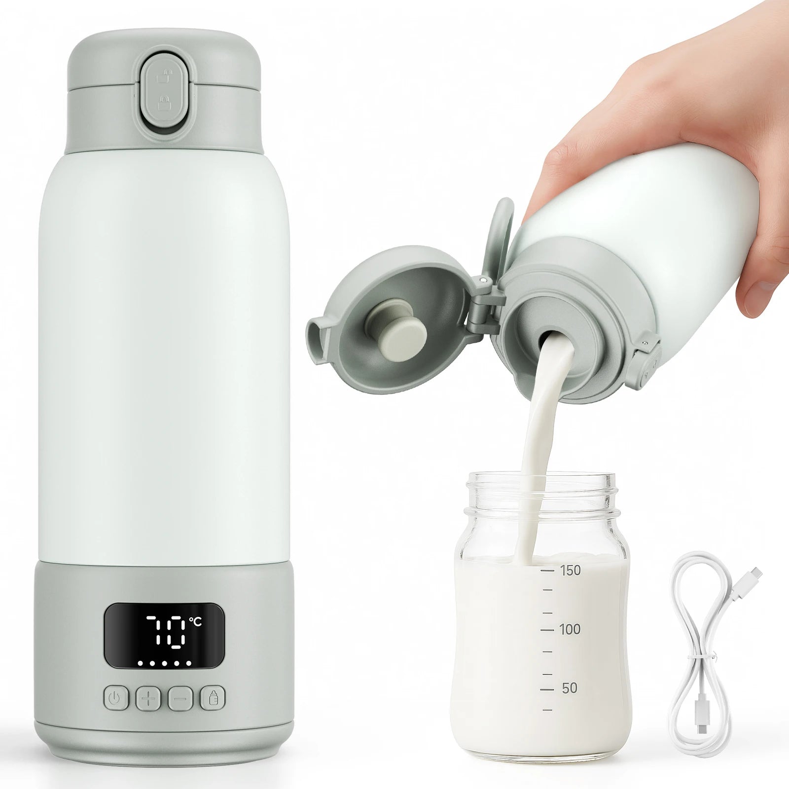 Calentador de Biberones Portátil Rbefeuly 500ml – 100W, Batería 16.000mAh, Calentamiento Rápido, Sin BPA