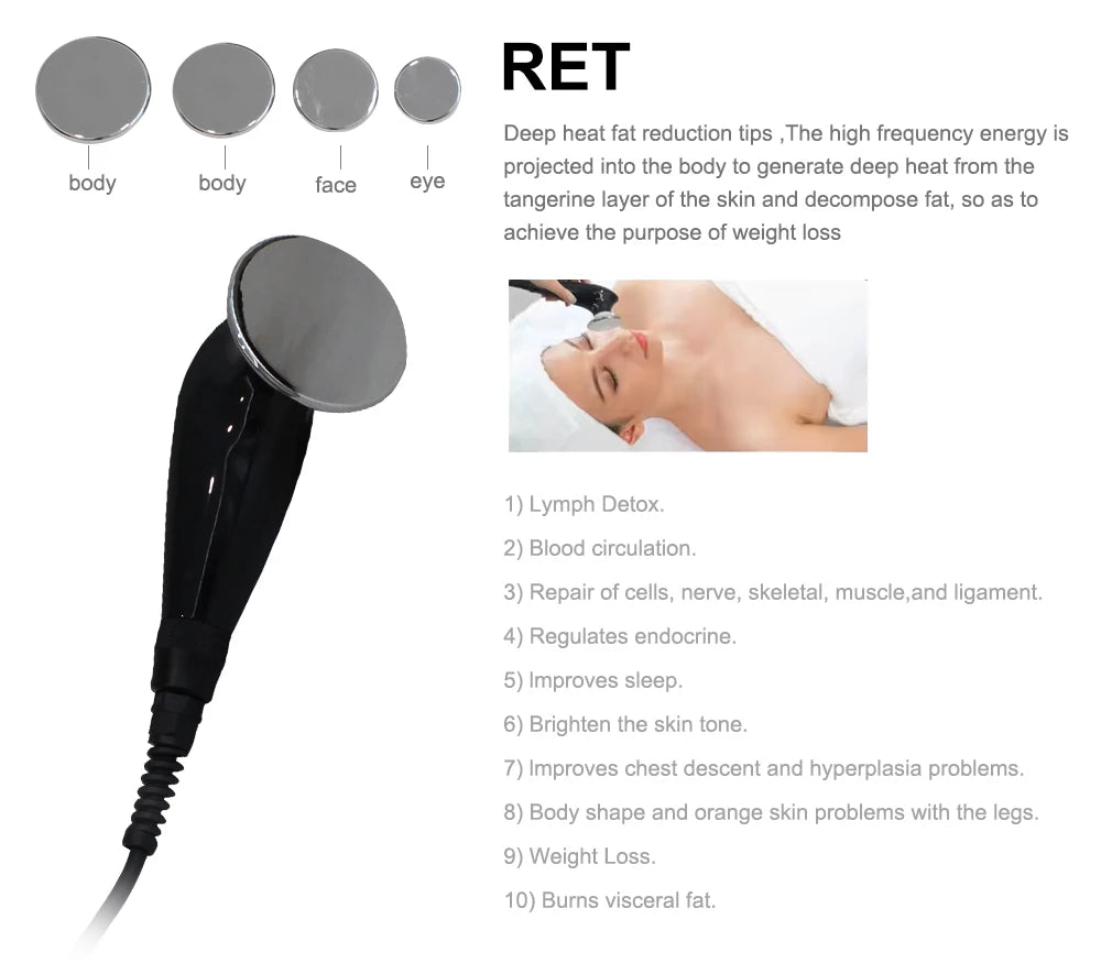 Máquina de Termoterapia Profesional AOKO 448K CET/RET – Pérdida de Peso, Reafirmante, Alivio del Dolor