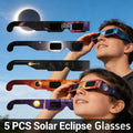 Gafas para Eclipse Solar, 5 Piezas, Protección UV, Visualización Segura del Sol Directo, Marcos de Papel de Color Aleatorio, para Adultos y Niños, Observación del Eclipse Solar