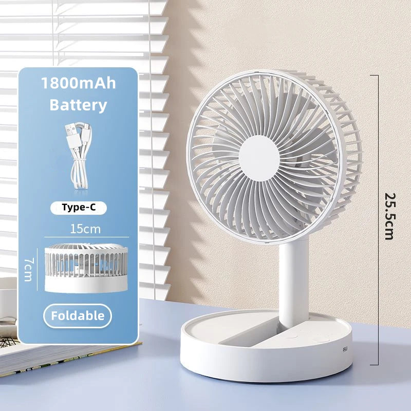 Ventilador Plegable USB kasydoff con 4 Velocidades y Temporizador, Batería Recargable, Mini Ventilador de Mesa para Dormitorio, Interior y Exterior