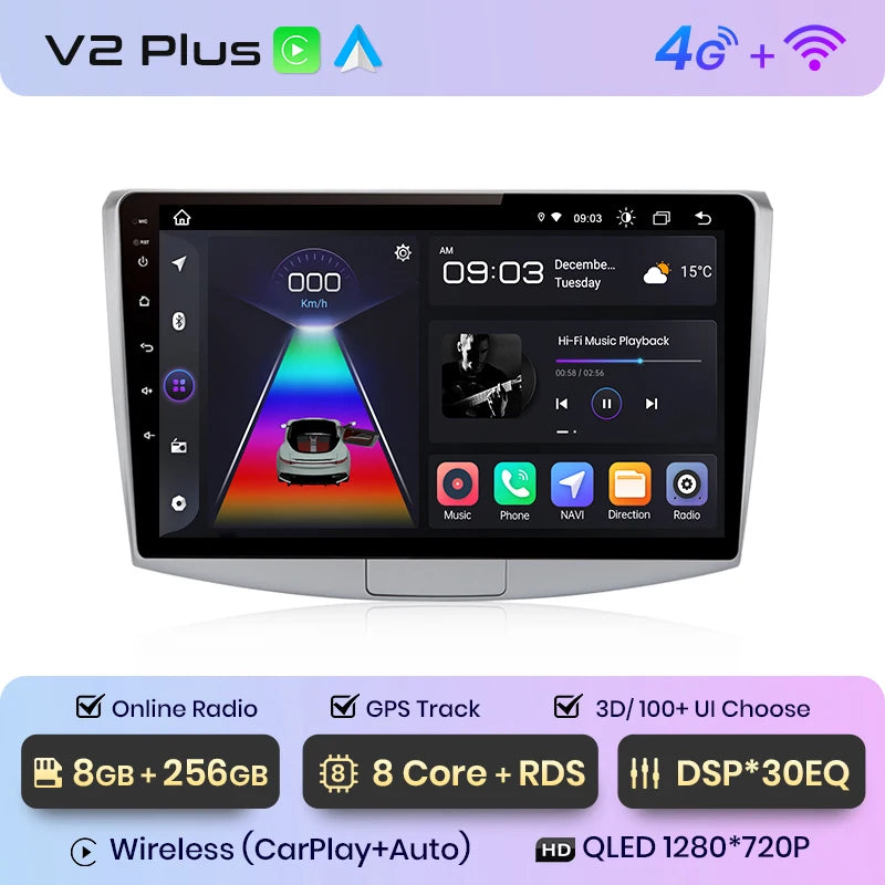 Radio Android Junsun V1 con CarPlay y Android Auto Inalámbrico para VW Passat B6 B7 CC 2010-2015 — GPS 4G 2DIN