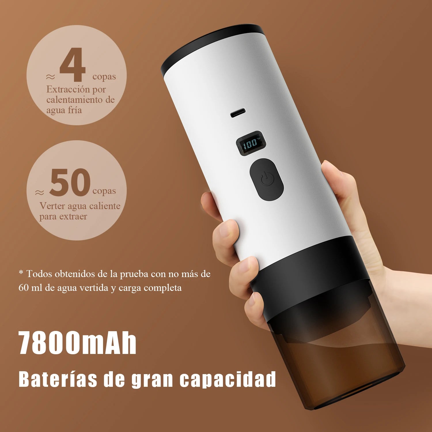 Cafetera de Capsulas Portatil MicroData 3 en 1, Espresso Inalambrico con Calentamiento, Extraccion por Bomba y Pantalla Digital