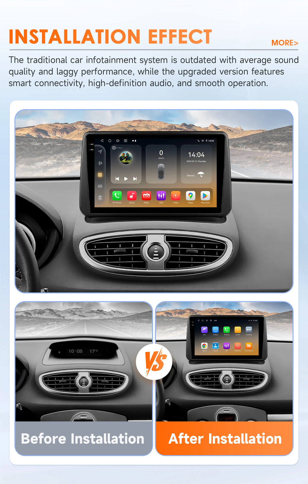 Radio Multimedia HIZPO para Renault Clio 3 (2005-2014) – Android 13, CarPlay, Android Auto, GPS, 4G, Pantalla 9"