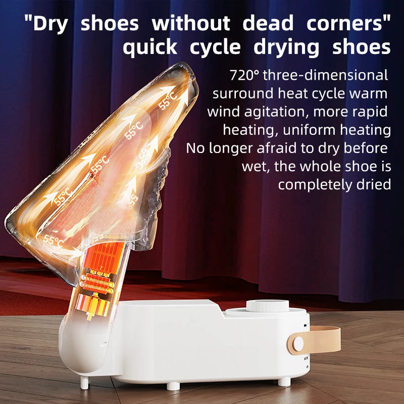 Secador de Zapatos Inteligente MicroData con Temporizador — Telescópico, Desodorizante y Esterilizador 120W