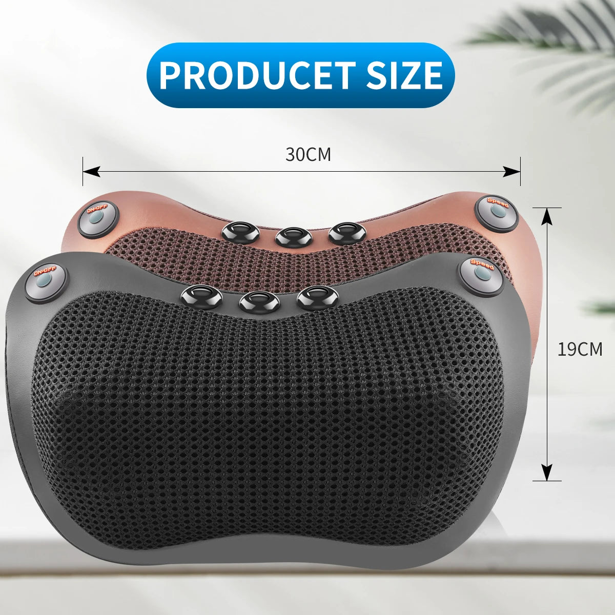 Almohada Masajeadora Eléctrica Shiatsu para Cuello y Espalda — Calor Infrarrojo, Amasamiento 8D, 6 Modos