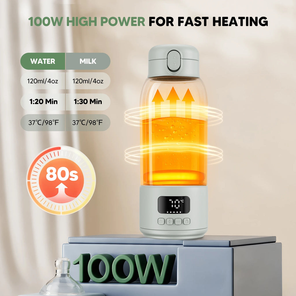 Calentador de Biberones Portátil Rbefeuly 500ml – 100W, Batería 16.000mAh, Calentamiento Rápido, Sin BPA