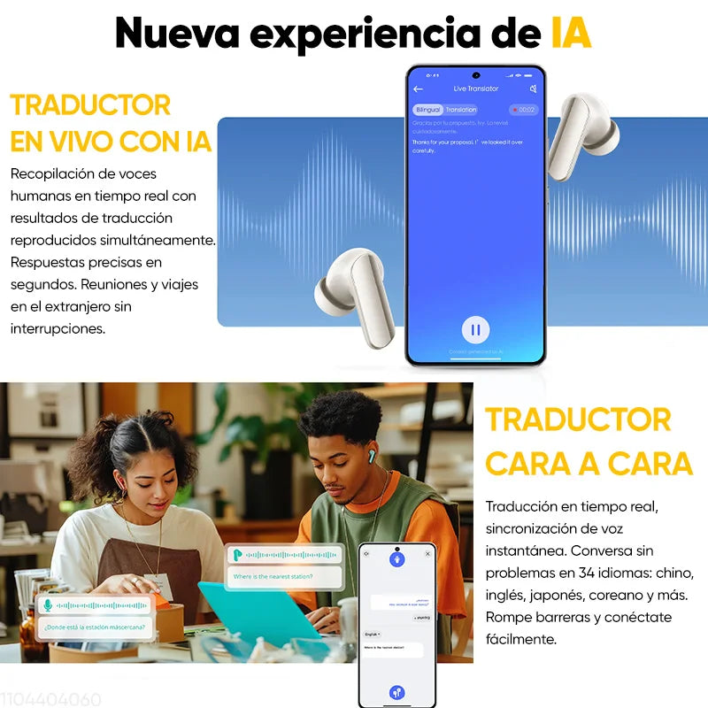 Auriculares Bluetooth Realme Buds Air 7 Pro – ANC 53dB, 48h, LHDC 5.0, Traductor IA, IP55